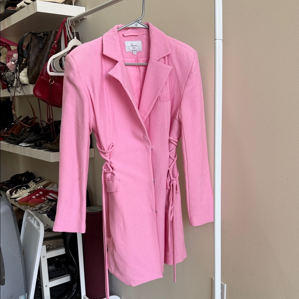 Pink Blazer Dress with Tie Details